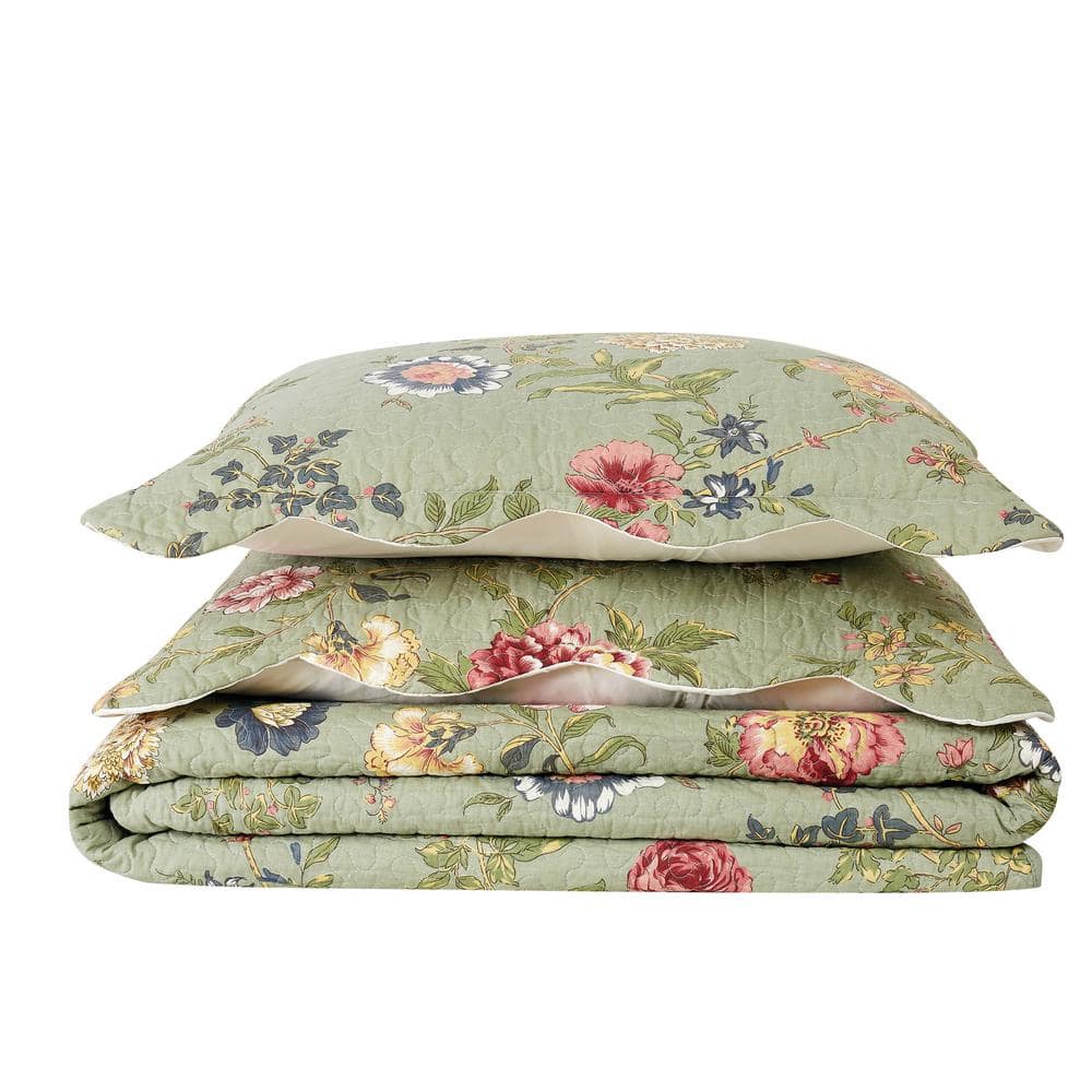 Edens Garden Twin Cotton Quilt Set with Pillow Sham