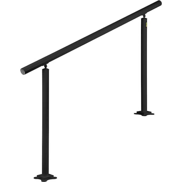 5 ft. Black Aluminum Outdoor Stair Railing Kit, Adjustable Angle Handrails 0-5 Steps for the Elderly