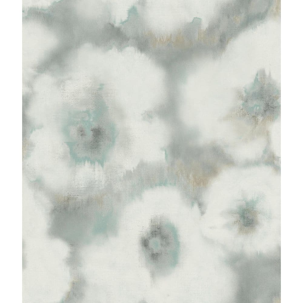 Aqua and Blue Floral Non-Pasted Washable Wallpaper