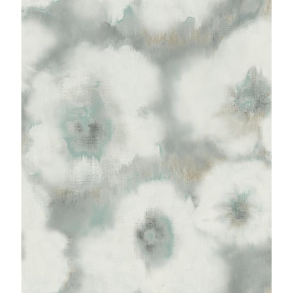 Blended Floral Aqua Blue Wallpaper