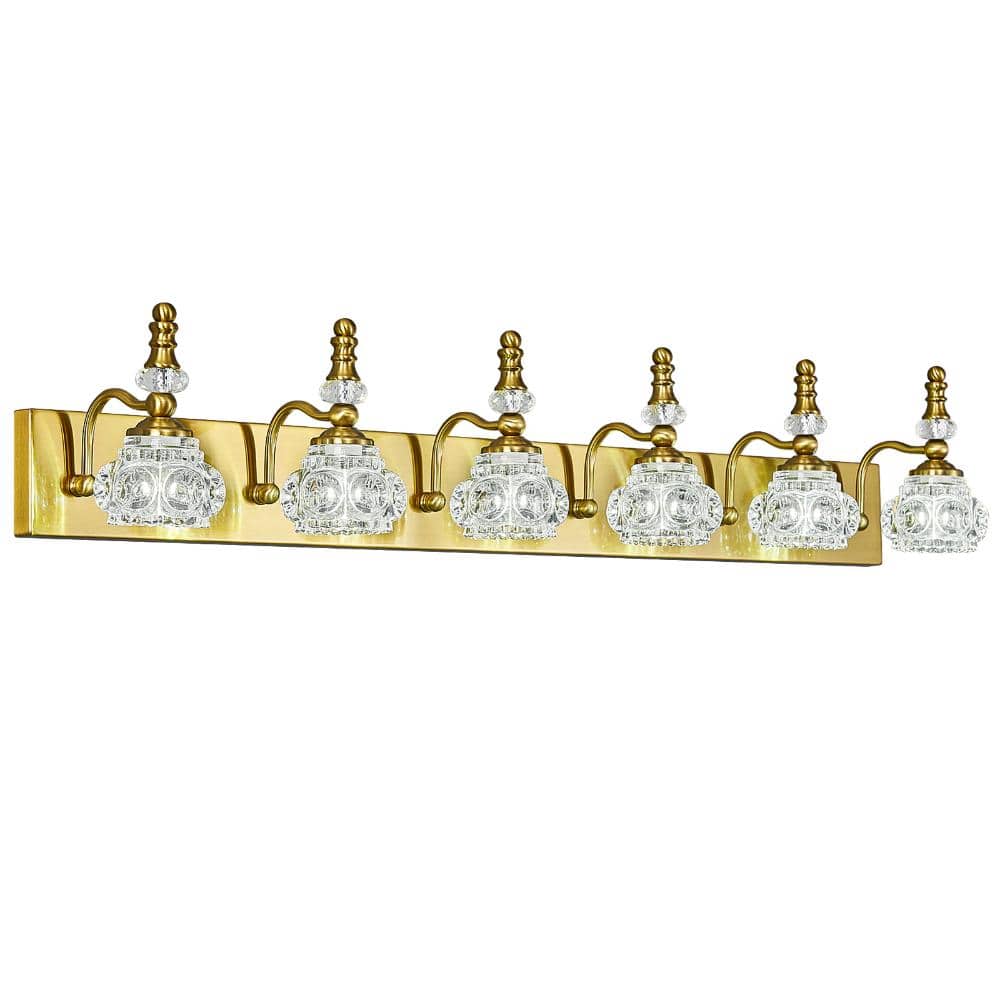 43.3 in. 6-Light Gold Vanity Light Clear Glass For Bathroom Mirror Bedroom Hallway Farmhouse price history on PriceWatchPro