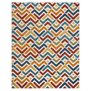 Fosel Allie Multi-Colored 5 ft. x 7 ft. Geometric Indoor/Outdoor Area Rug