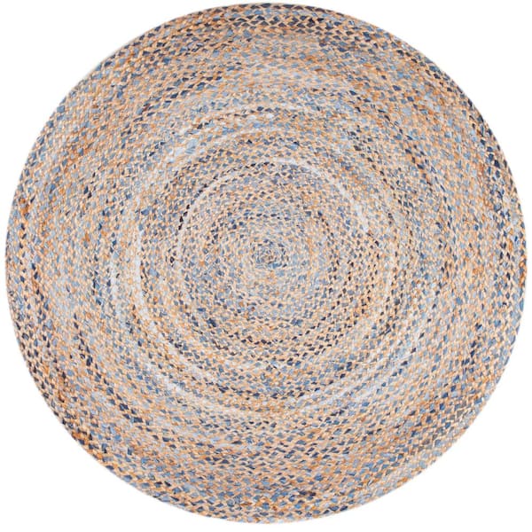 Eliz Braided Denim and Jute Blue 6 ft. x 6 ft. Area Rug