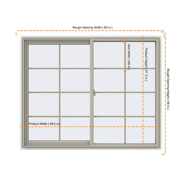 JELD-WEN 59.5 in. x 47.5 in. V-2500 Series Desert Sand Vinyl Left JELD-WEN 59.5 in. x 47.5 in. V-2500 Series Desert Sand Vinyl Left