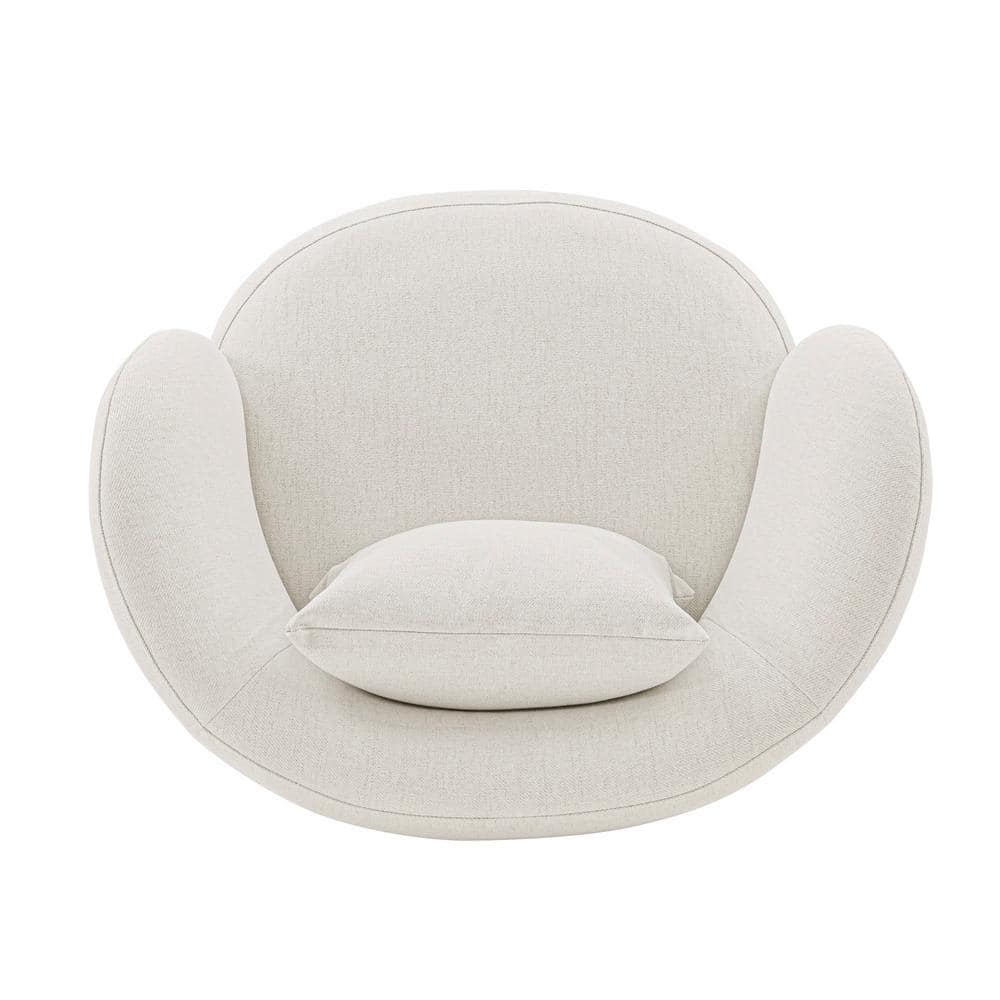 Set of 2 Cream Linen Upholstered Accent Chairs with Pillows