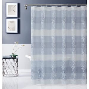 Silvia 70 in. x 72 in. Embroidered Shower Curtain in Blue