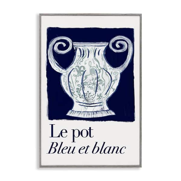 Stupell Industries Le Pot Ornate Vase by cartissi Gray Framed Typography Giclee Art Print 24 in. x 16 in.