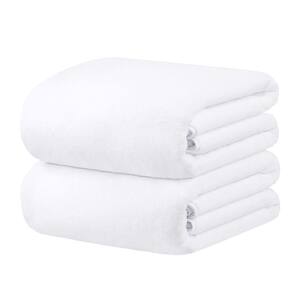 White 35 in. x 70 in. Microfiber Bath Sheet (Set of 2)