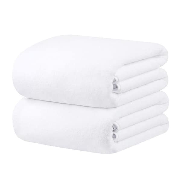 White 35 in. x 70 in. Microfiber Bath Sheet (Set of 2)