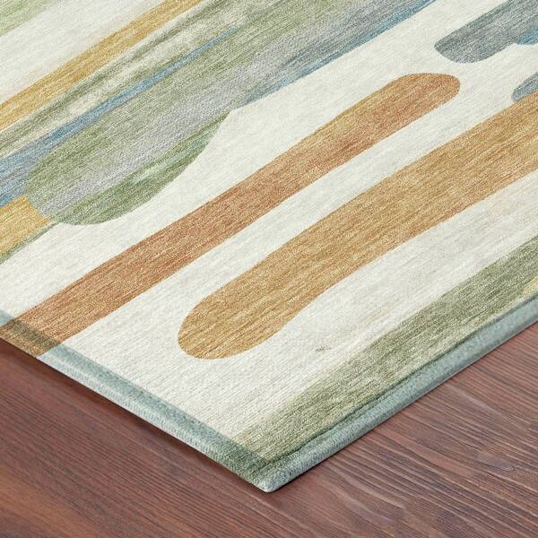 Chantille Machine Washable Indoor/Outdoor Abstract ACN2542 Ivory 5 ft. x 7 ft. 6 in. Area Rug