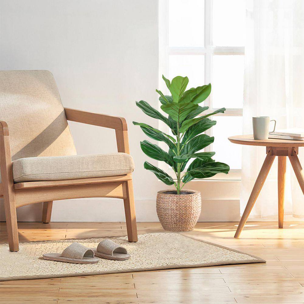 Cubilan 3 ft. Little Artificial Fiddle Leaf Fig Tree in Pot