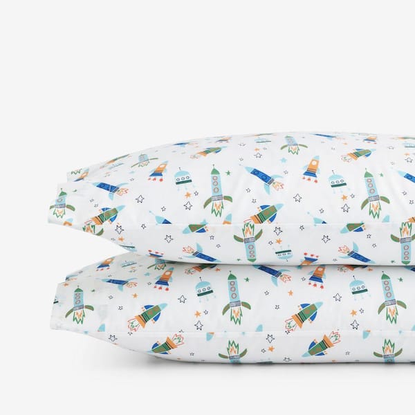 Company Kids White Multi Company Kids Space Adventure Cotton Percale Standard Pillowcase (Set of 2)