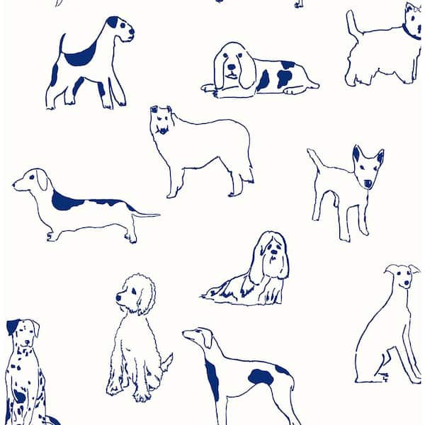 STACY GARCIA HOME 30.75 sq. ft. Indigo Best in Show Vinyl Peel and Stick Wallpaper Roll