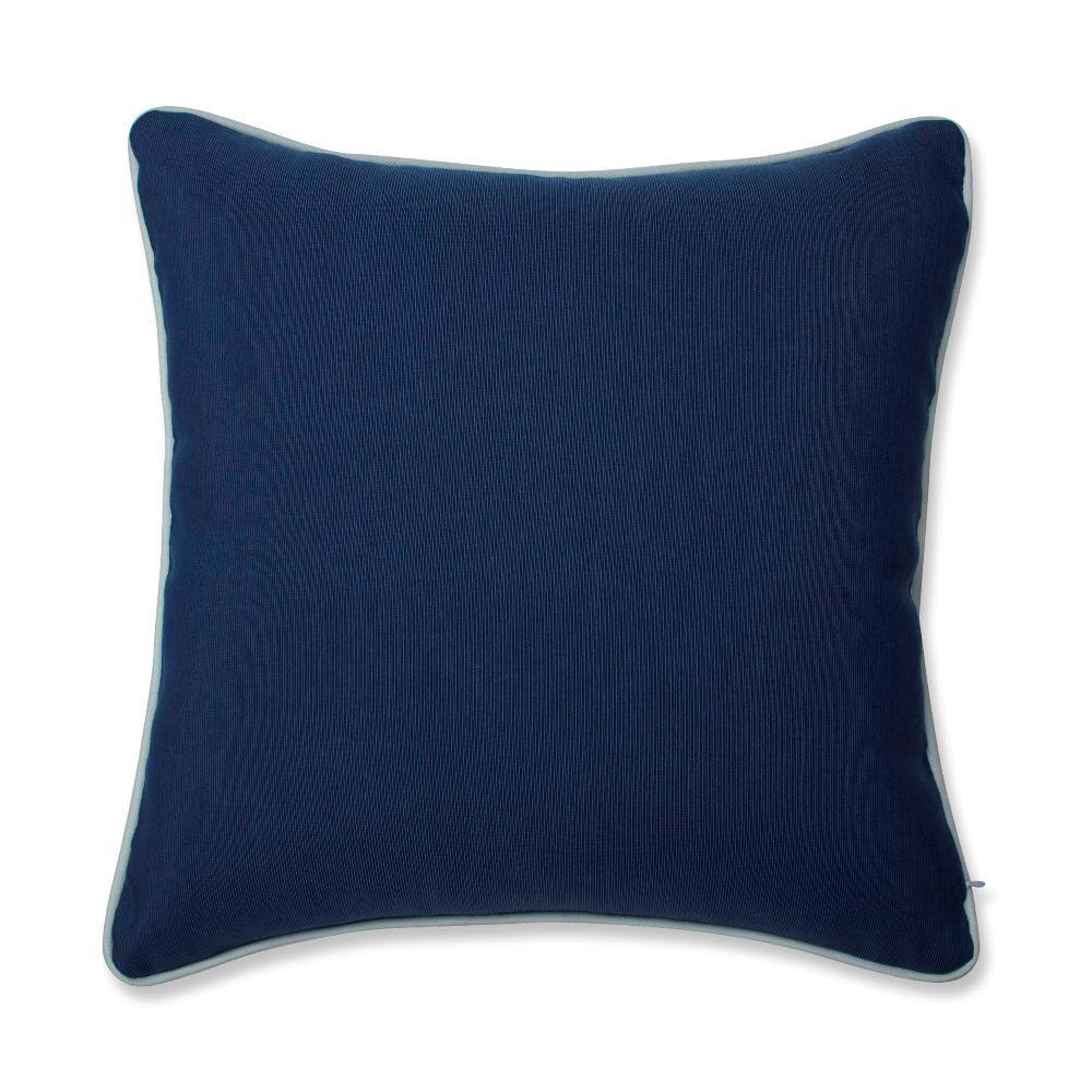 Blue and Off-White Embroidered Octopus Square Throw Pillow