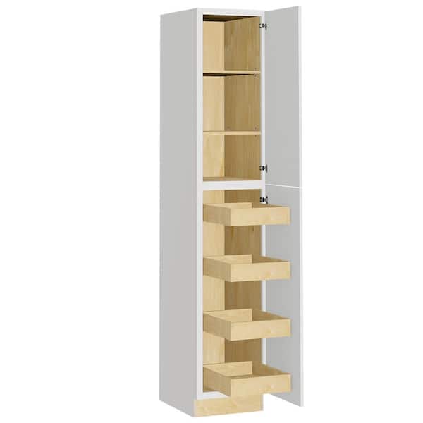 Home Decorators Collection Grayson 18 in. W x 24 in. D x 96 in. H Assembled Plywood Pantry Kitchen Cabinet in Pacific White with 4ROT Soft Close RH