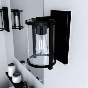 Astwood 7.5 in. Matte Black Sconce with Clear Glass Shade Bathroom Light
