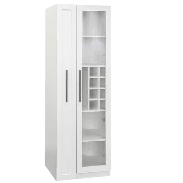 24 in W x 16 in D x 71 in H Linen Cabinet, Kitchen Pantry Cabinet in White with Pull-Out Multi-Tier Storage Shelf