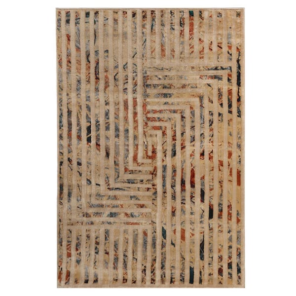 Naem Ivory 5 ft. x 8 ft. Modern Geometric Indoor Area Rug
