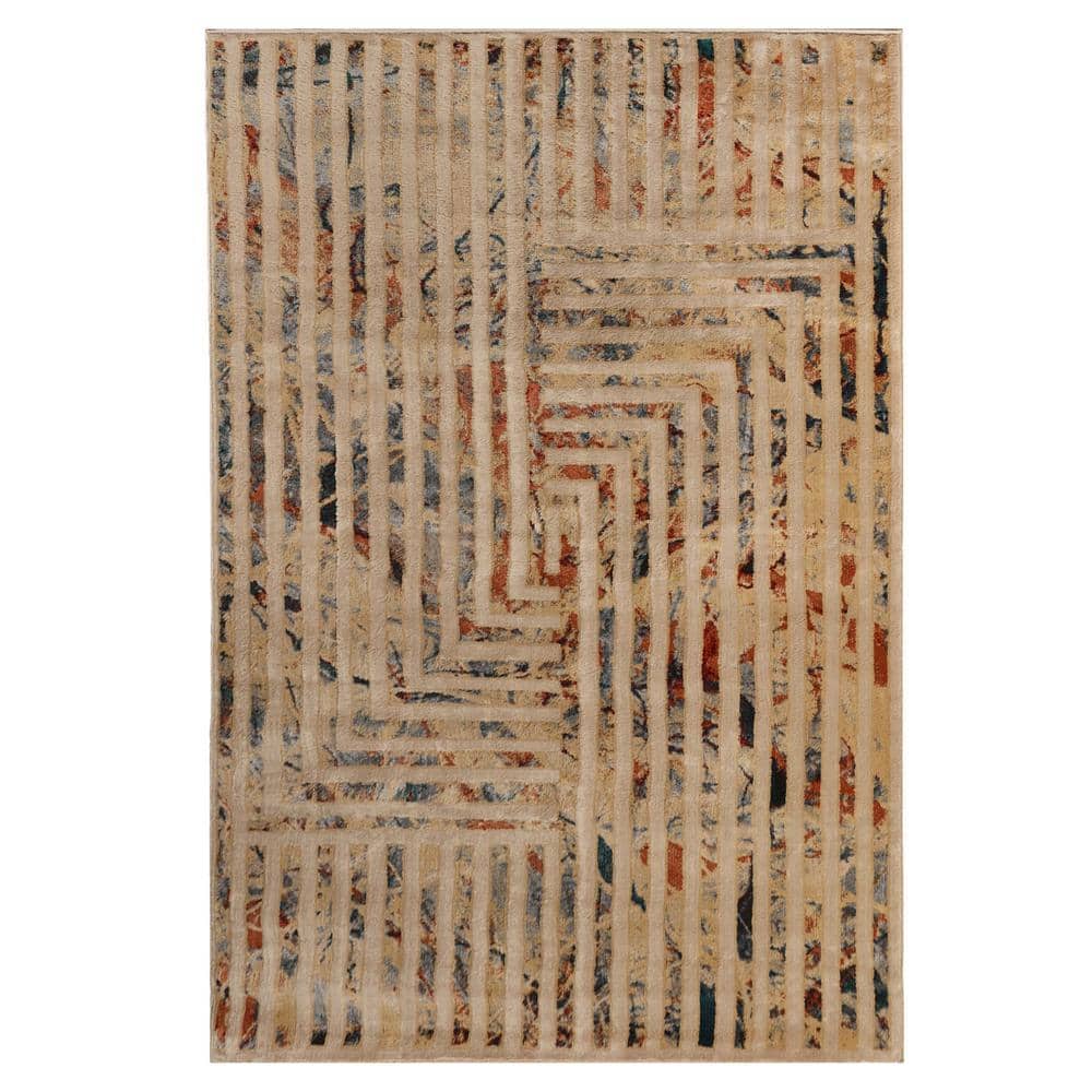 SUPERIOR Naem Ivory 8 ft. x 10 ft. Modern Geometric Abstract Indoor ...