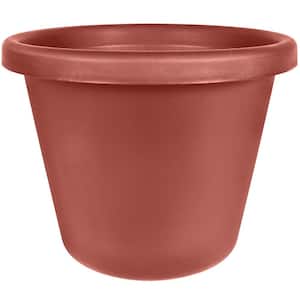 Clay Brown 24-in. Plastic Round Plant Pot, (12-Pack)