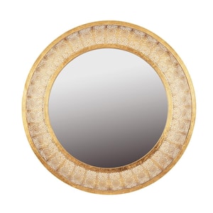 Medium Oval Gold Beveled Glass Casual Mirror (30 in. H x 30 in. W)