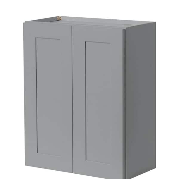  36 in. W x 12 in. D x 36 in. H Assembled Plywood Wall Kitchen Cabinet in Gray with Soft Close