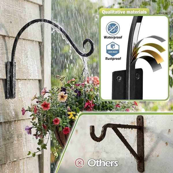 SenQWFa 22-Inch Steel Hanging Plant Bracket Hook with Heavy Duty Outdoor Wall Mount, Bird Feeder Planter Features, 1 Pack