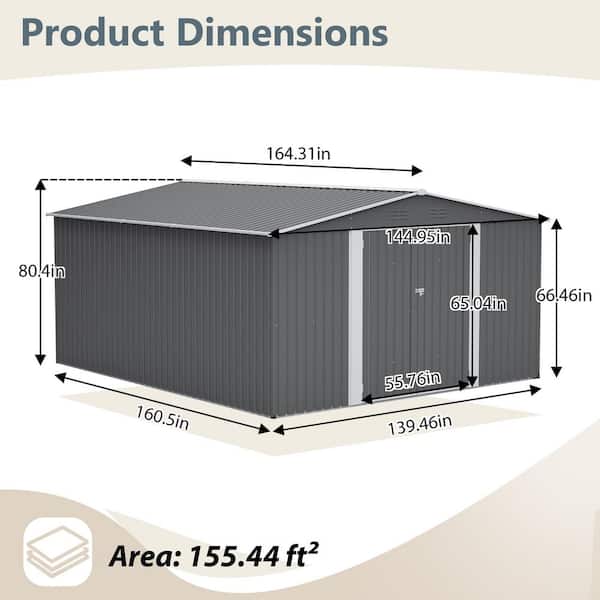 Hohuqeri 12 ft. W x 14 ft. D Outdoor Metal Tool Storage Shed