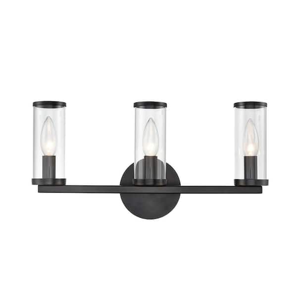 ALORA Revolve 17 in. 3 Light 60-Watt Clear Glass/Urban Bronze Vanity Light