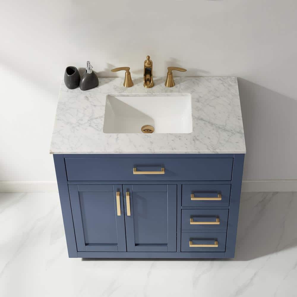Ivy 36" Royal Blue Vanity with Marble Countertop