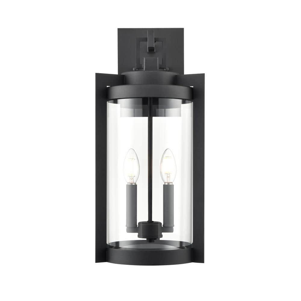 Ellway 2-Light 9.75 in. Wide Textured Black Outdoor Wall Lantern with Clear Glass price history on PriceWatchPro