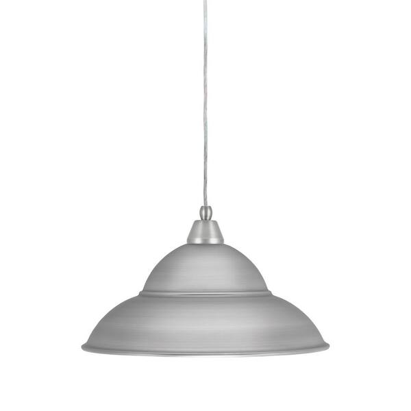 Unbranded Bryson 60-Watt 1-Light Nickel Shaded Pendant Light Mini Pendant with 16 in. Nickel Metal Shade , No bulb included