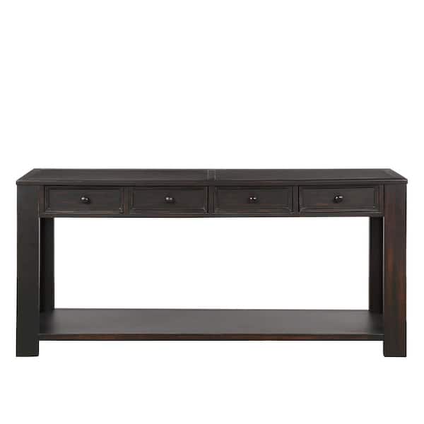 Utopia 4niture Daena 64 in. Black Standard Rectangle Wood Console Table