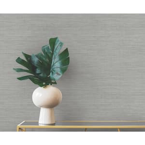 Winn Grey Faux Grasscloth Wallpaper Sample