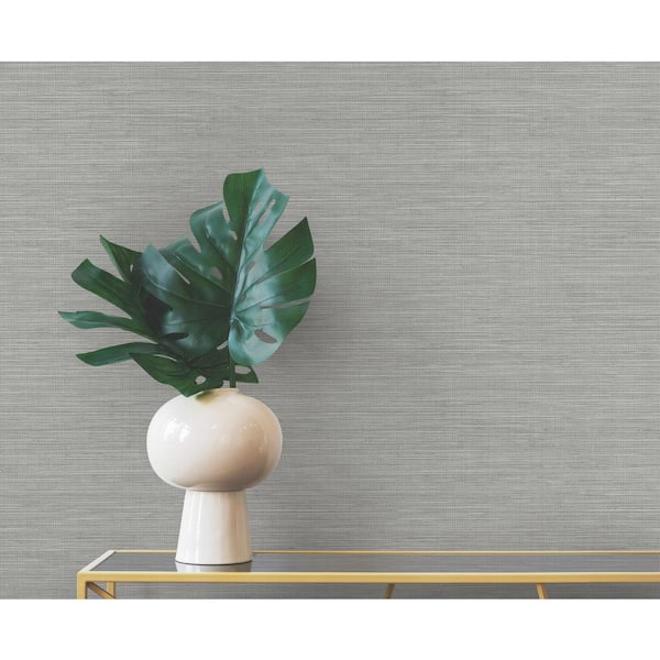 Warner Winn Grey Faux Grasscloth Wallpaper Sample