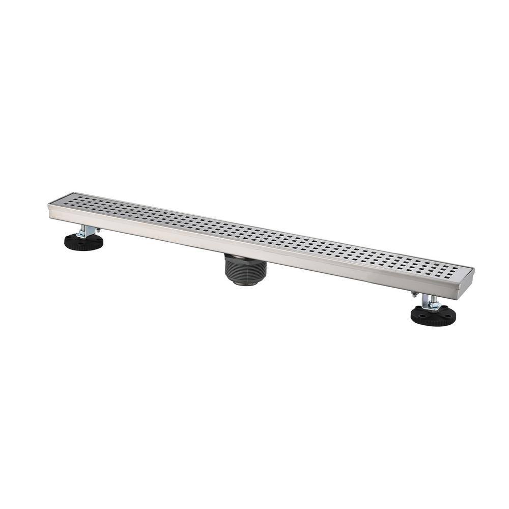 30 in. Linear Shower Drain, Included Hair Strainer and Leveling Feet in Brushed Nickel price history on PriceWatchPro