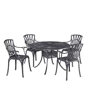 Grenada Charcoal Gray 5-piece Cast Aluminum 48 in. Round Outdoor Dining Set