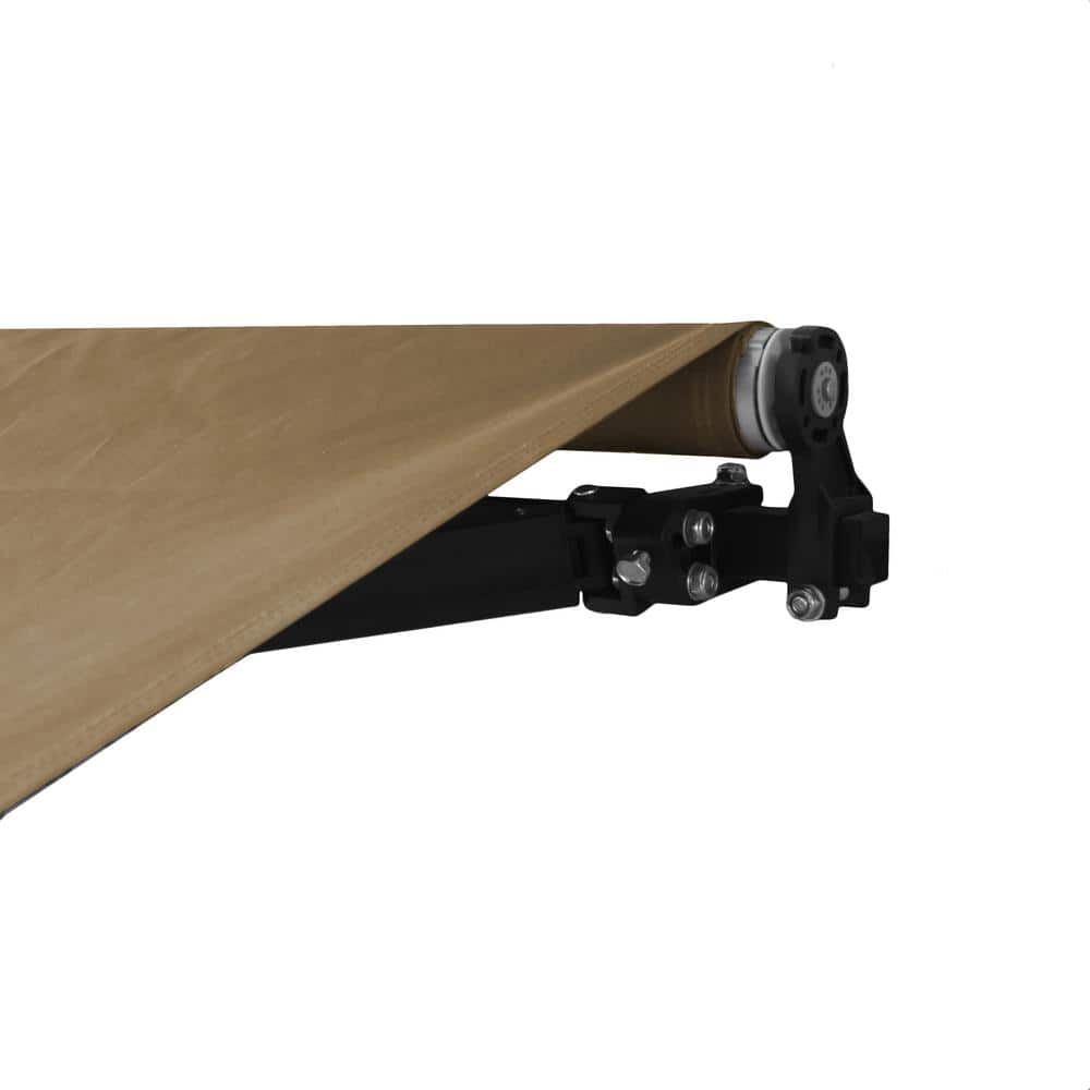 Sand Polyester Retractable Patio Awning with Black Frame