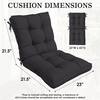 Diagram showing the dimensions and thickness of the chair cushion.