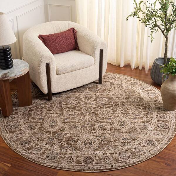 Crystal 7 ft. x 7 ft. Yellow Persian Round Rug