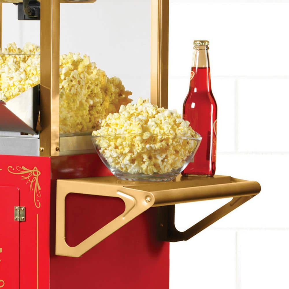 Vintage Red and Gold Hot Oil Popcorn Machine with Cart