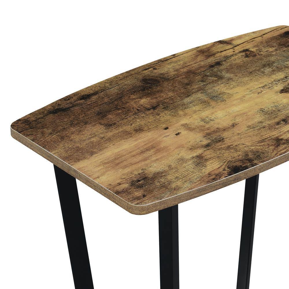 Urban Barnwood 24" Industrial End Table with Dual-Shelf, Black Metal Frame