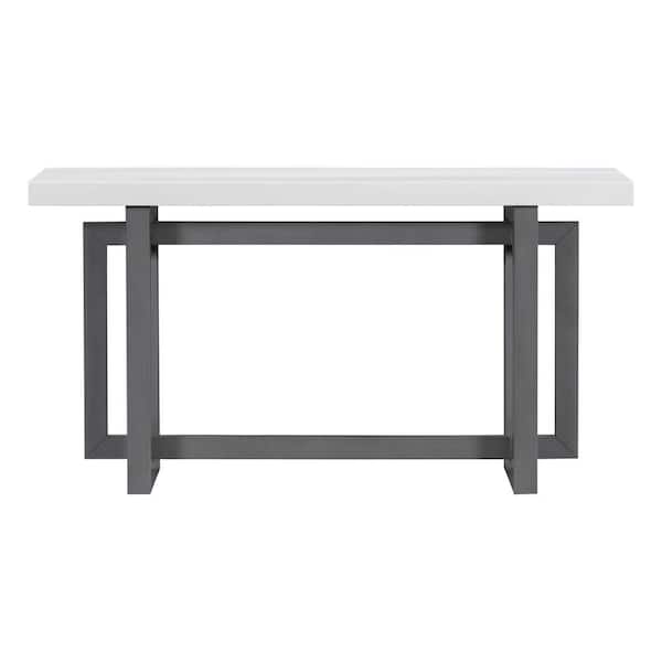 Unbranded Dark Gray Wood Outdoor Side Table, Console Table with White Top, Entryway Table for Entryway, Hallway, Living Room