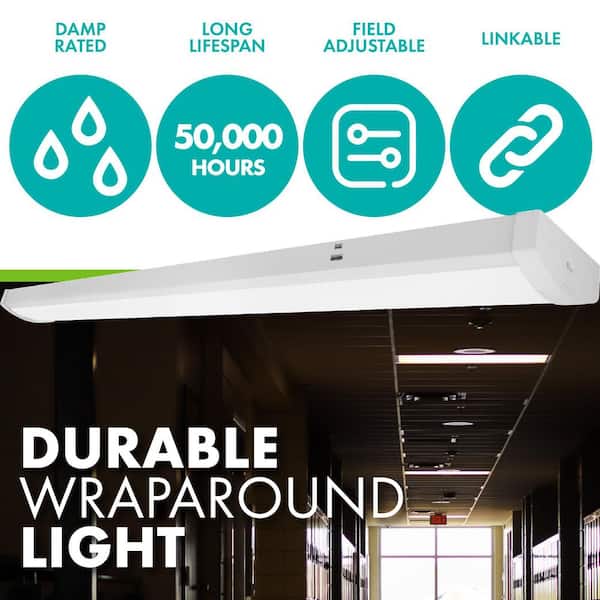 30/40/50-Watt 40/64/96-Watt Equivalent Integrated LED White 48 in. Wraparound Light 3500/4000/5000K