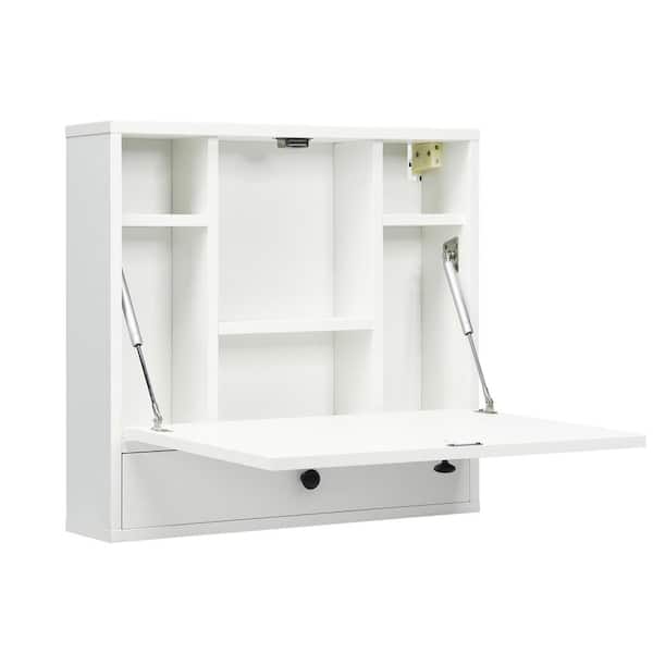 DWW Punch-Free Floating Storage Shelf White Wall Mount TV Stand 2-Tier  Media Console Cabinet, Heavy …See more DWW Punch-Free Floating Storage  Shelf