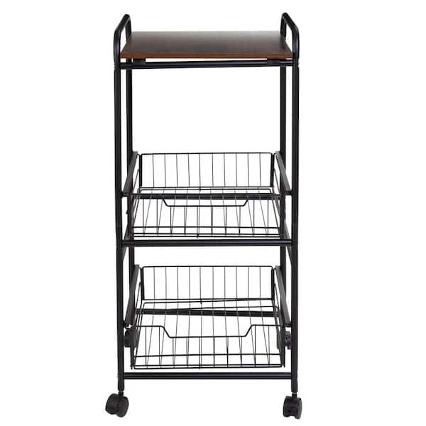 Honey Can Do Kitchen Cart With Wheels 36 H x 18 W x 28 D Black