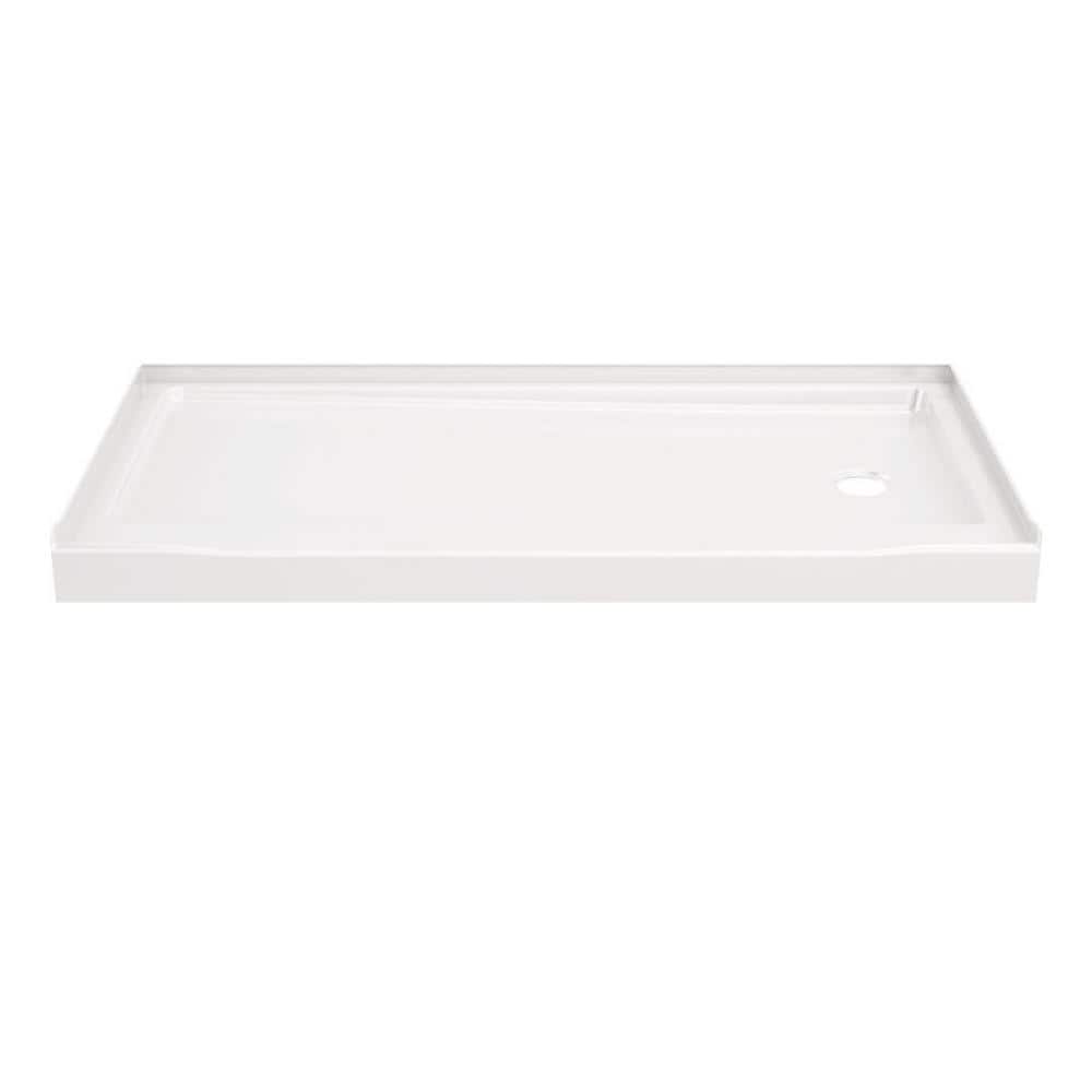 Delta Classic 500 60 in. L x 30 in. W Alcove Shower Pan Base with Right Drain in High Gloss White