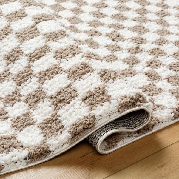 Livabliss Birmingham Taupe 8 ft. x 10 ft. Checkered Indoor Area