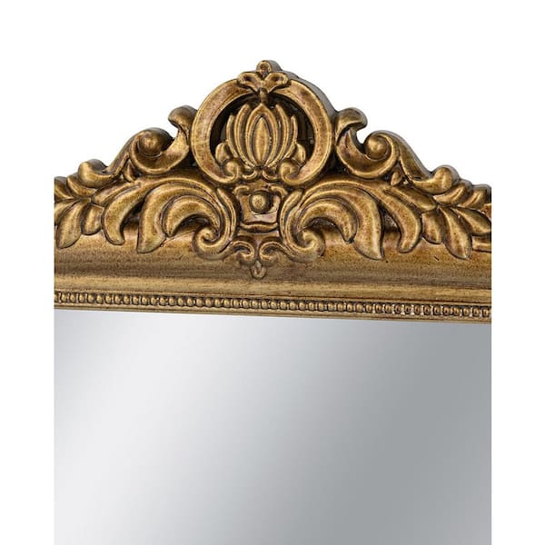 23.5 in. x 1 in. x 37.5 in. Gold Arched Wall Mirror with Ornate