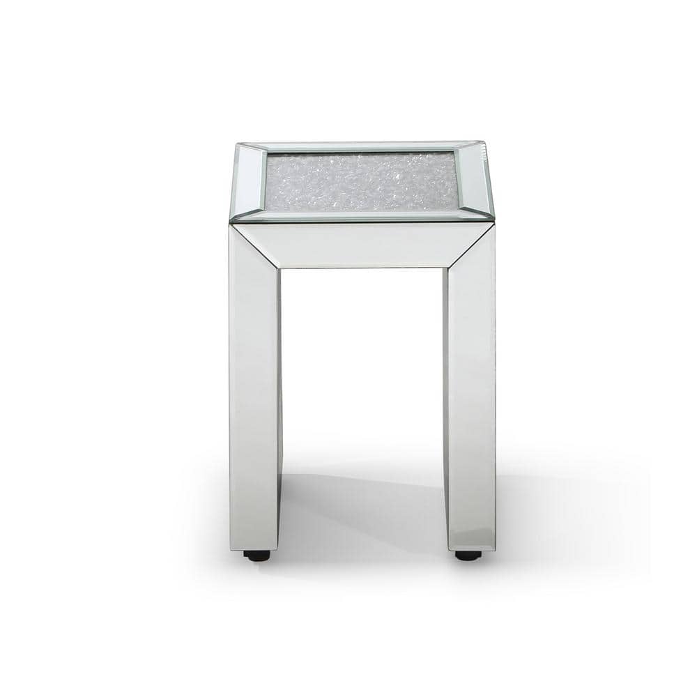 Silver Glass Top Wood Frame Nesting End Tables Set of 3